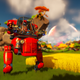 A mech from Lightyear Frontier doing some farming